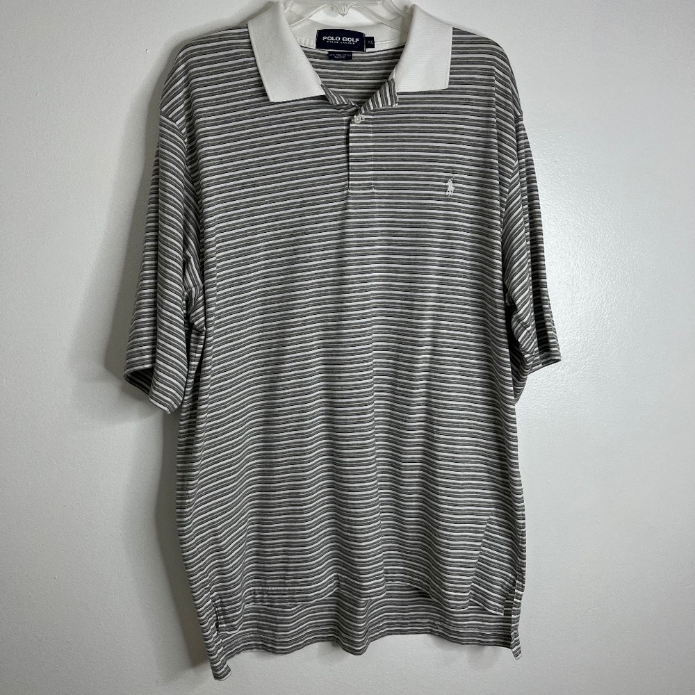 Ralph Lauren Polo Golf Outdoor XL Gray Stripped Shirt Pima Cotton Men’s